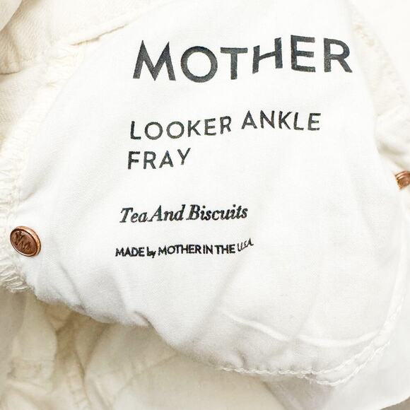 Mother Looker Ankle Fray Tea and Biscuits Cream White Denim Jeans Size 28 - Picture 6 of 9